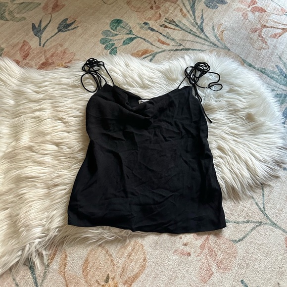 REFORMATION Leah Cowl Neck Top In Black - Picture 5 of 7